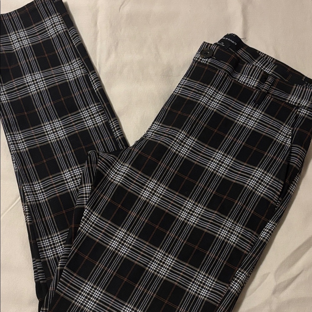 Cotton On Black Plaid Straight Leg Pants